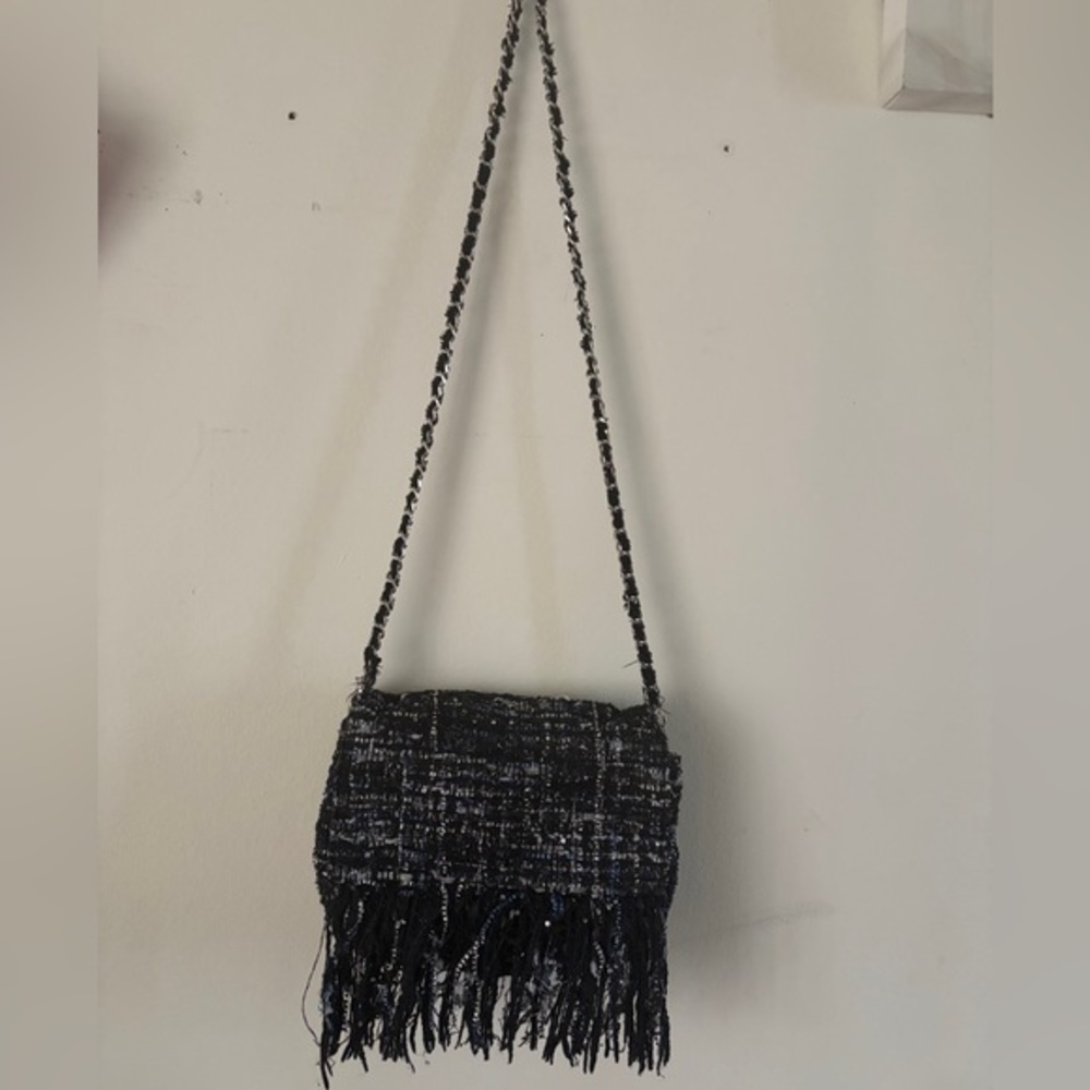 Zara Black Fringe Crossbody Bag